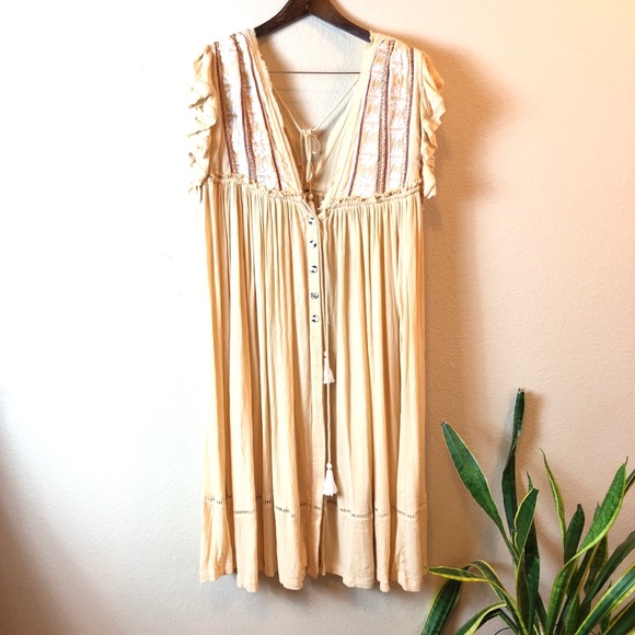 Free People Boho Embroidered Gypsy CoverUp Beach Summer Dress - Picture 3 of 10